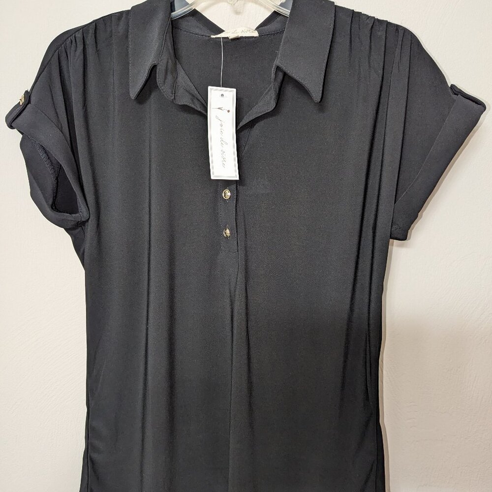Joie de vivre, Black blouse, size Med, New!
